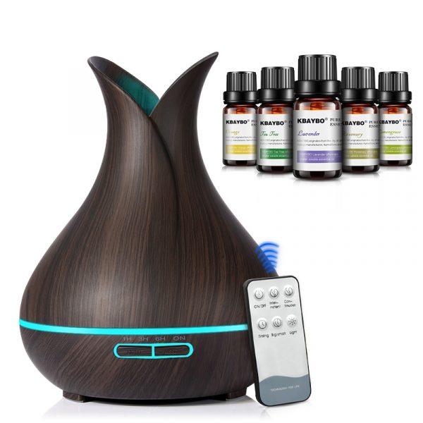 kids-in-quarantine-400 ml Ultrasonic Air Humidifier Aroma Essential Oil Diffuser with Wood Grain 7 Color Changing LED