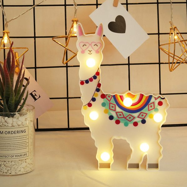 Color Graffiti Night Light Animal Shape Alpaca Modeling Lamp LED Decorative Hanging Lamp luminaria For Home