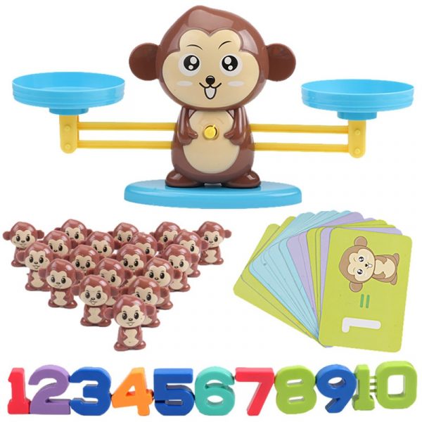 Math Match Game Board Toys Monkey Digital Balance Scale Toy Kids Educational Toy Addition Subtraction Math